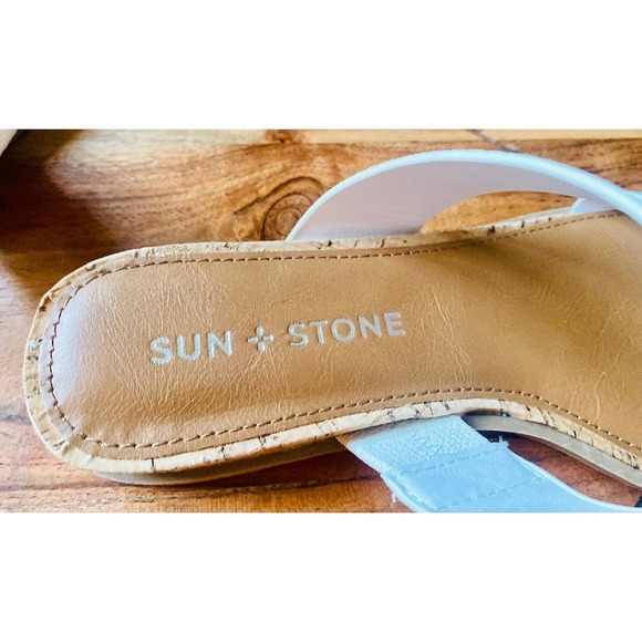 Sun + Stone White Sandals‎ Snake Embossed Slip On Casual Comfort Size 5NWB - Picture 7 of 11
